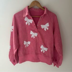 Pink Bow-Embellished Women's Top